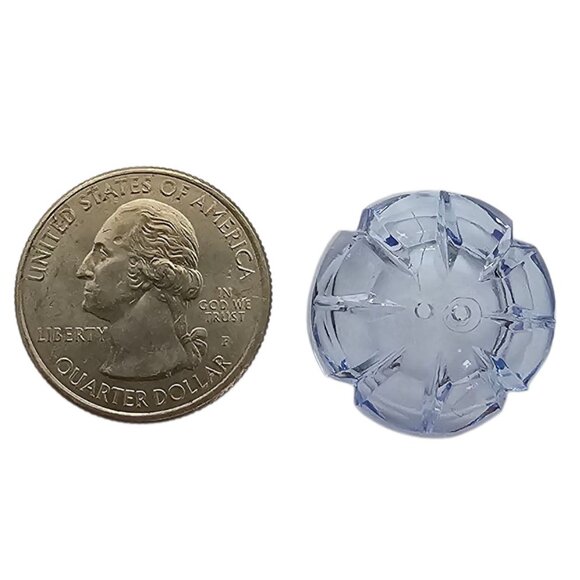 Blue Glass Flower Cupped Buttons, Set Of 6 - Picture 4 of 6